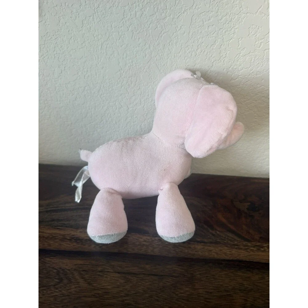 Carters Elephant Plush Pink Musical Gray Stars Wind Up Music Stuffed Animal